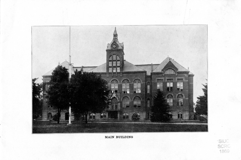 University Archives Example Old Main Building in Gray-scale